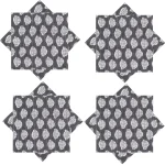 24PC Cotton Dinner Napkins Set Grey Floral