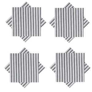 48 Pc Grey Striped Printed Cotton Fabric Napkins - Image 3
