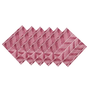 48 PC Maroon Arrow Printed Pure Cotton Napkins - Image 4