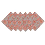 6 PC Grey Floral Print Cotton Napkins