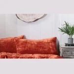 Solid Rust Velvet Fabric Pillow Cover Set - Image 3