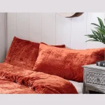 Solid Rust Velvet Fabric Pillow Cover Set - Image 4