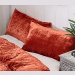 Solid Rust Velvet Fabric Pillow Cover Set - Image 5