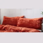 Solid Rust Velvet Fabric Pillow Cover Set - Image 2