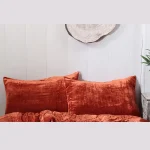 Solid Rust Velvet Fabric Pillow Cover Set