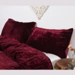 2 PC Luxury Wine Color Velvet Pillow Cover - Image 2