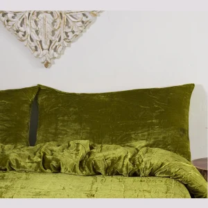 Indian Velvet Fabric Pillow Cover Set (Parrot Green) - Image 4