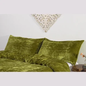 Indian Velvet Fabric Pillow Cover Set (Parrot Green) - Image 3