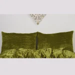 Indian Velvet Fabric Pillow Cover Set (Parrot Green)