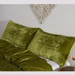 Indian Velvet Fabric Pillow Cover Set (Parrot Green) - Image 5