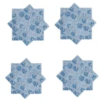 Beautiful Blue Floral Printed Cotton Napkins 48 PC Set - Image 2