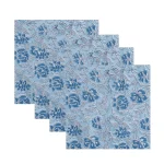 Beautiful Blue Floral Printed Cotton Napkins 48 PC Set - Image 3
