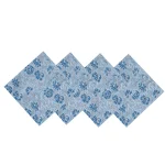 Beautiful Blue Floral Printed Cotton Napkins 48 PC Set