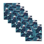 Beautiful Blue Leaf Printed Cotton Napkins - Image 2