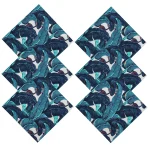 Beautiful Blue Leaf Printed Cotton Napkins
