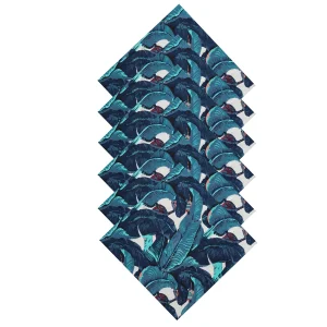 Beautiful Blue Leaf Printed Cotton Napkins - Image 3