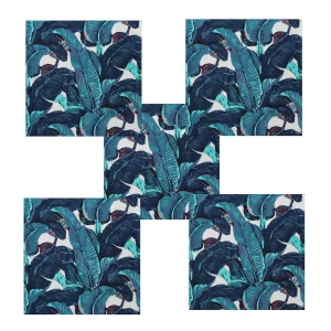 Beautiful Blue Leaf Printed Cotton Napkins - Image 5