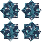 Beautiful Blue Leaf Printed Cotton Napkins - Image 6