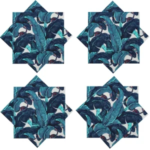 Beautiful Blue Leaf Printed Cotton Napkins - Image 6