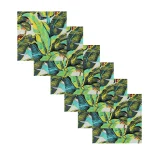 Beautiful Green Leaf Printed Pure Cotton Napkins - Image 2