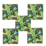 Beautiful Green Leaf Printed Pure Cotton Napkins - Image 5