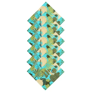 Beautiful Turquoise Peacock Garden Printed Napkins - Image 3