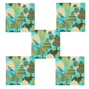 Beautiful Turquoise Peacock Garden Printed Napkins - Image 5