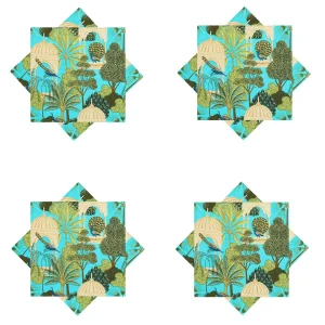 Beautiful Turquoise Peacock Garden Printed Napkins - Image 6
