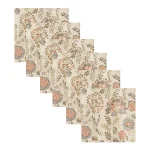 Beige Floral Printed Fabric Table Decor Napkins Set 48 Pcs - Image 2