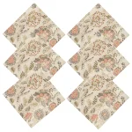 Beige Floral Printed Fabric Table Decor Napkins Set 48 Pcs - Image 3