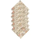 Beige Floral Printed Fabric Table Decor Napkins Set 48 Pcs