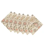 Beige Floral Printed Fabric Table Decor Napkins Set 48 Pcs - Image 4