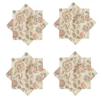 Beige Floral Printed Fabric Table Decor Napkins Set 48 Pcs - Image 5