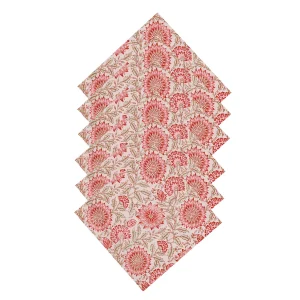 Beige Floral Printed Kitchen Table Decor Napkins - Image 3