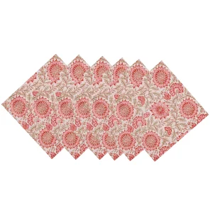 Beige Floral Printed Kitchen Table Decor Napkins - Image 4