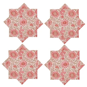 Beige Floral Printed Kitchen Table Decor Napkins - Image 5