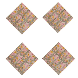 Beige Hand Block Printed 100% Cotton Napkins - Image 4