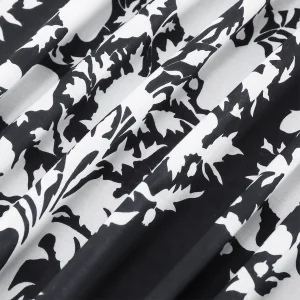 Black Floral Print Cotton Dinner Table Cloth Napkins - Image 10