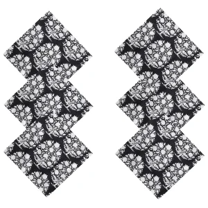 Black Floral Print Cotton Dinner Table Cloth Napkins - Image 4