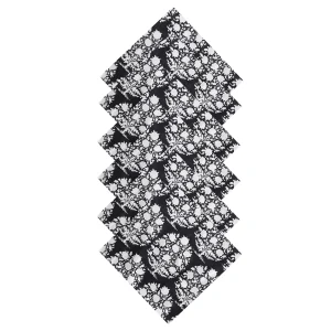 Black Floral Print Cotton Dinner Table Cloth Napkins - Image 5