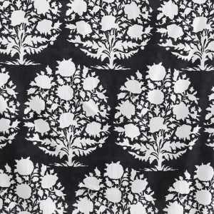 Black Floral Print Cotton Dinner Table Cloth Napkins - Image 8