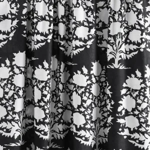Black Floral Print Cotton Dinner Table Cloth Napkins - Image 9