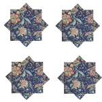 Blue Floral Print 100% Cotton Fabric Napkins Set of 48 Pcs - Image 3