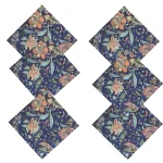 Blue Floral Print 100% Cotton Fabric Napkins Set of 48 Pcs