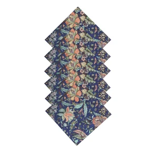 Blue Floral Print 100% Cotton Fabric Napkins Set of 48 Pcs - Image 4