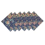 Blue Floral Print 100% Cotton Fabric Napkins Set of 48 Pcs - Image 5