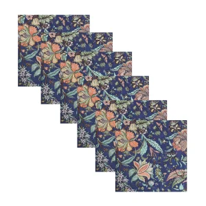 Blue Floral Print 100% Cotton Fabric Napkins Set of 48 Pcs - Image 6
