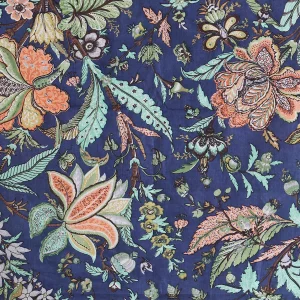 Blue Floral Print 100% Cotton Fabric Napkins Set of 48 Pcs - Image 8