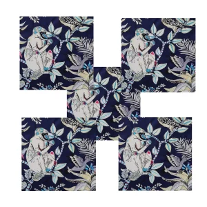 Blue Monkey Printed Washable Cotton Napkins - Image 5
