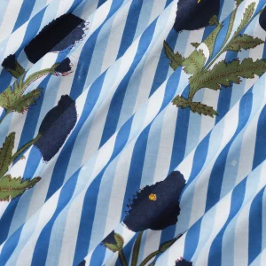 Blue Stripe and Floral Print Napkins Set - Image 10